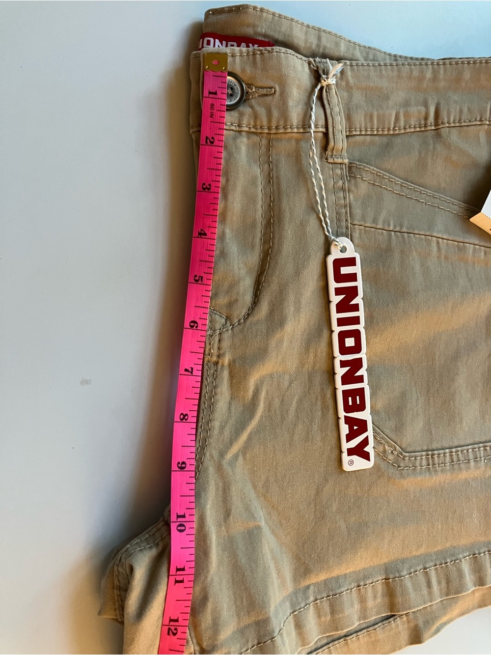 NEW! UNIONBAY High-Rise Khaki Shorts XL 4-inch Delaney Tan - Picture 7 of 9